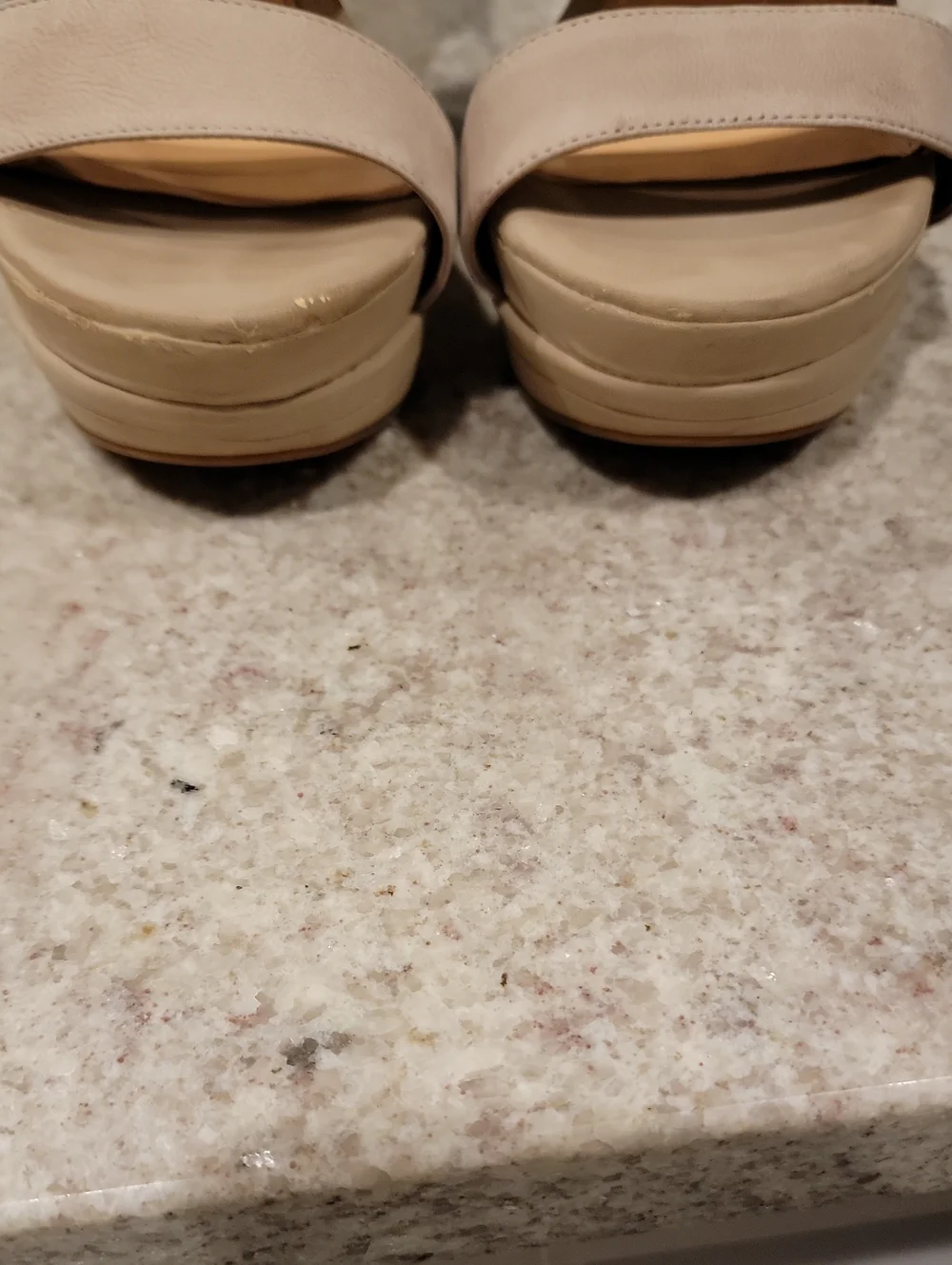 Gianni Bini Nude-Beige Perforated Wedge Sandals with Ankle Strap